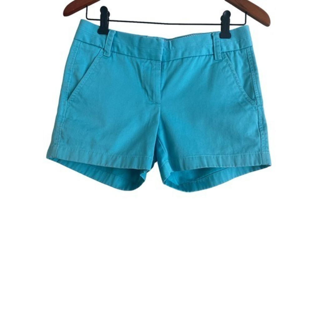 J. Crew Factory Chino Shorts Womens 00 Blue 4” Inseam Preppy Summer‎